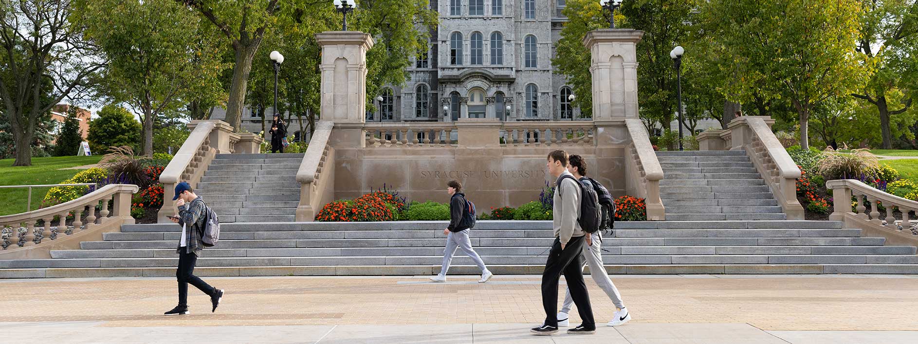 students walking on campus