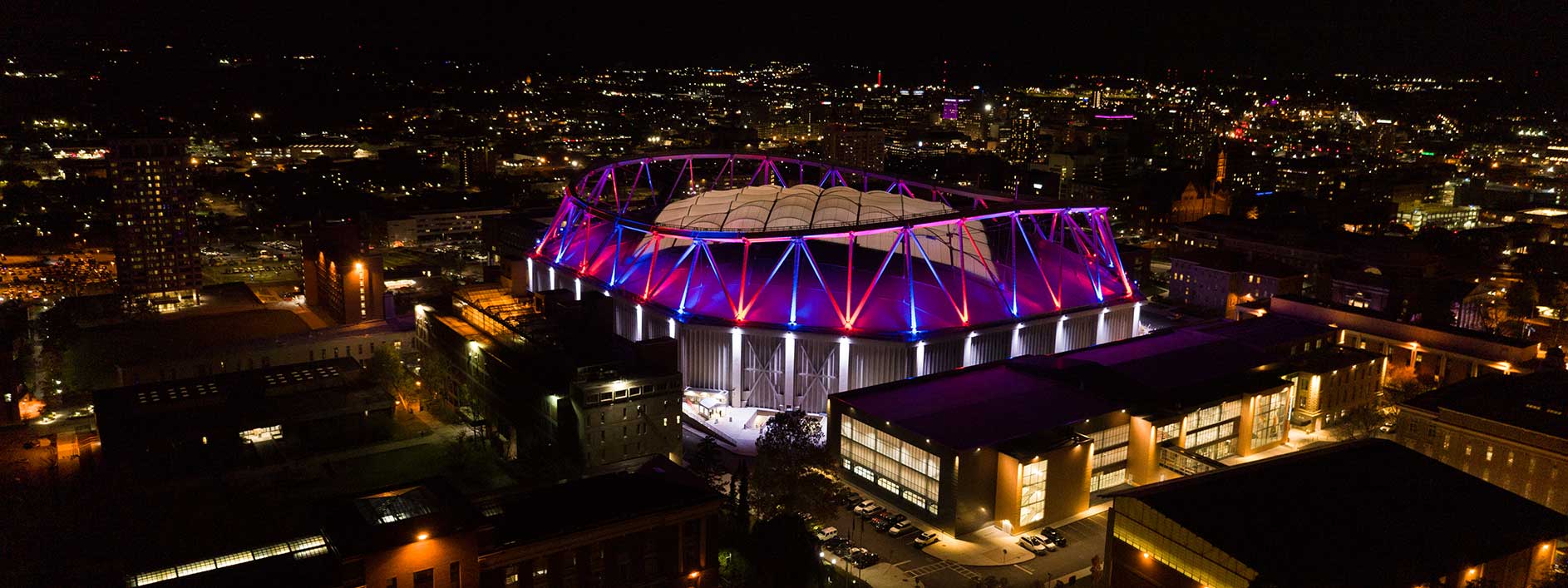 aerial view of the stadium at night