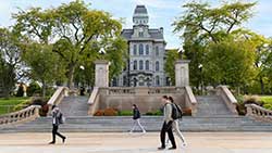 students walking on campus